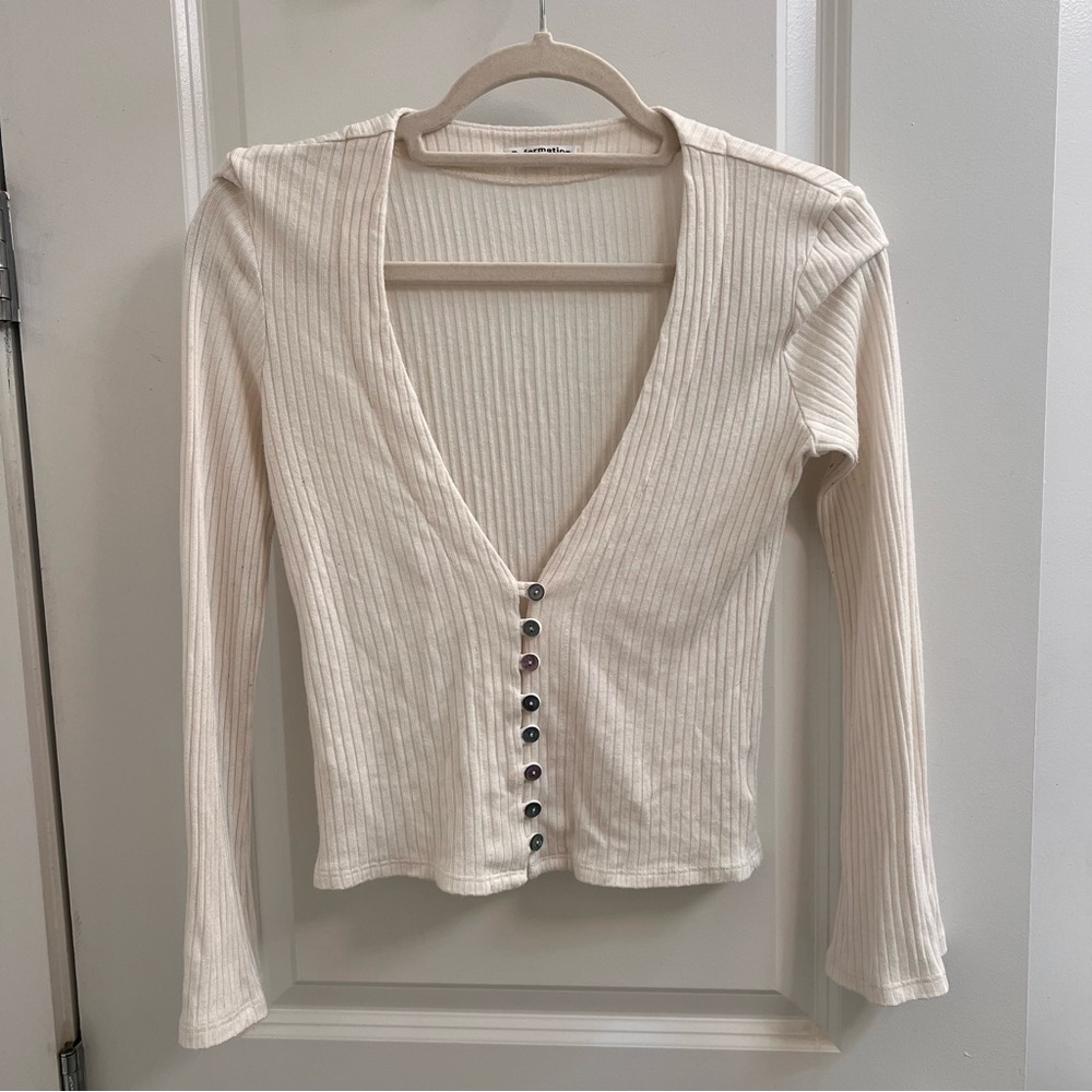 Reformation Ribbed Button-Up Women's Top